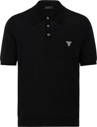 Prada Logo-embroidered Wool Polo Shirt