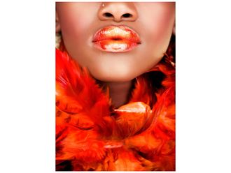 Schubiger M&ouml;bel Digitaldruck auf Glas Sch&ouml;nheit mit Roter Federboa