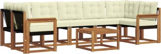 vidaXL Conjunto De Sof&aacute;s De Exterior 8 Uds. Natural Y Crema Vidaxl