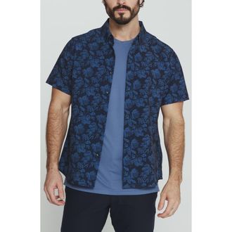 7 Diamonds Lucien Floral Short Sleeve Button-Up Shirt in Navy at Nordstrom, Size Xx-Large