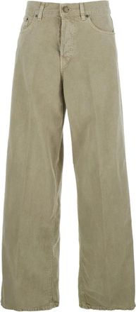 Haikure Wijde katoen- en linnen jeans - Dames - Loose Fit Jeans - Groen - W29 - Katoen - Jeans