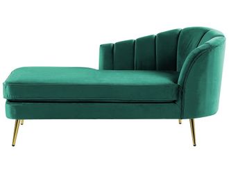 Beliani Chaise longue derecho terciopelo verde esmeralda