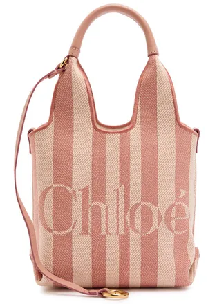 Chlo&eacute; Stripy Logo-jacquard Canvas Tote bag - Pink And White - One Size
