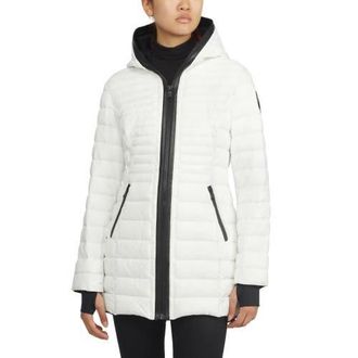 Pajar Lyvien Light Weight Packable Puffer with Zip to Top Fixed Hood in White Op at Nordstrom, Size Xx-Large