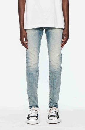 Purple Electric Tint Distressed Skinny Jeans in Mid Indigo at Nordstrom, Size 36