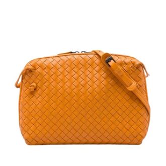 Bottega Veneta Pre-owned Nodini Schoudertas - Dames - Pre-owned - Oranje - Maat: ONE Size Leer