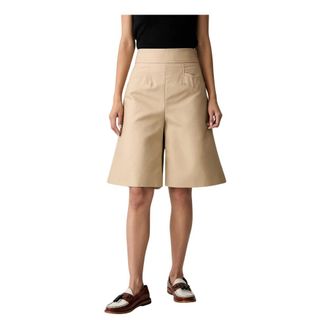 Ganni Korte Broeken, Dames, Beige, S, Katoen, Double Cotton Bermuda Shorts