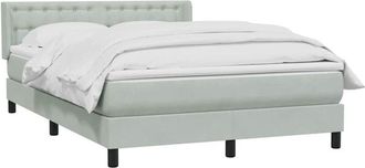 vidaXL Cama Box Spring Con Colch&oacute;n Terciopelo Gris Claro 140x210 Cm Vidaxl