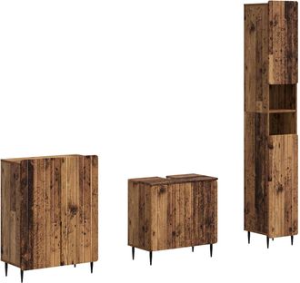 vidaXL Juego De Armarios De Ba&ntilde;o De 3 Piezas Zwolle Madera Envejecida Vidaxl