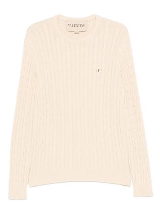 Valentino Garavani VLogo cable-knit sweater - men - Cotton - L - Neutrals