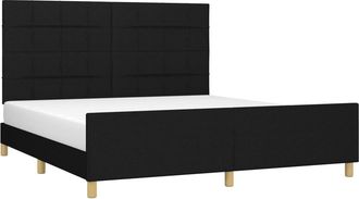 vidaXL Cama Sin Colch&oacute;n Tela Negro 180x200 Cm Vidaxl