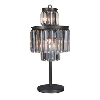 Signature L&aacute;mpara de mesa de cristal y metal galvanizado gris - a81 cm