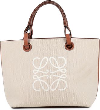 Loewe Beige Brown Canvas Leather Handbag Shoulder Bag Tote Bag (Pre-Owned)