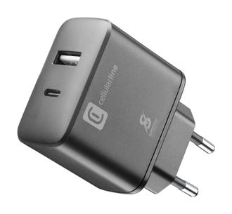 Cellularline Cellularline Dual Super Fast Charger 25w Cargador De 2 Puertos Usb Y Usb C Con Tecnolog&iacute;a Super Fast Negro