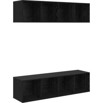 vidaXL Vidaxl - Conjunto De Mueble De Tv 2 Pcs Roble Negro 37 X 37 X 142.5 Cm