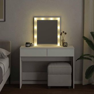 Berkfield Home Beautiful Dressing Table with LED White 100x40x130 cm | Size: 100 x 40 x 130 cm