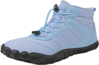 Generic Waterproof Snow Boots for Women | Non-Slip Fur Lined Mid Calf Sneakers | Lightweight Ankle Booties for Cold Weather Hiking(Light Blue 2,12.5 Women/11.