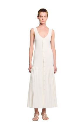Sandro V-neck knit maxi dress in Ecru at Nordstrom, Size 42 Eu