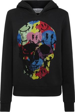 Philipp Plein Hooded Sweatshirt Smile - Dames - Hoodies - Zwart - M - Katoen - Hoodies & sweatvesten