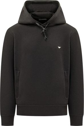 Emporio Armani Logo-embroidered Hoodie - Heren - Hoodies - Zwart - M - Katoen - Hoodies & sweatvesten