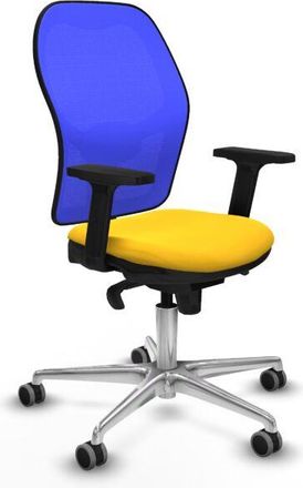 Piqueras y Crespo Piqueras Y Crespo - Jorquera Sincro Malla Azul Similpiel Amarillo Brazos 2d Base Aluminio Ruedas 65mm Engomada