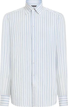 Dolce & Gabbana Gestreepte katoenen poplin overhemd - Heren - Casual Overhemden - Veelkleurig - XL - Katoen - Overhemden