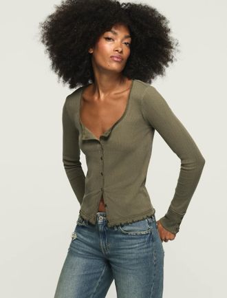 Lucky Brand Womens Solid Button Through Top