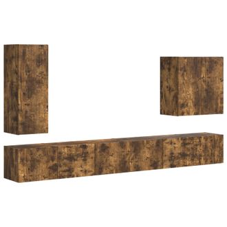 vidaXL Conjunto De Mueble Para Tv De Pared 6 Pcs Roble Ahumado Vidaxl