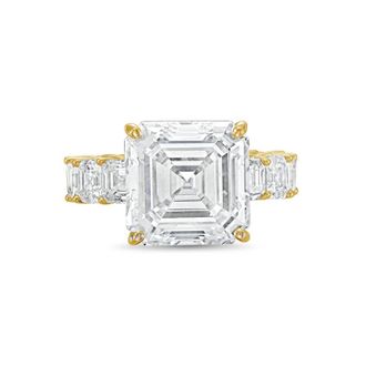 Diana M. Jewels 18kt Yellow gold Lab grown 12ct Asscher Cut Diamond Ring with Asscher Eternity Band