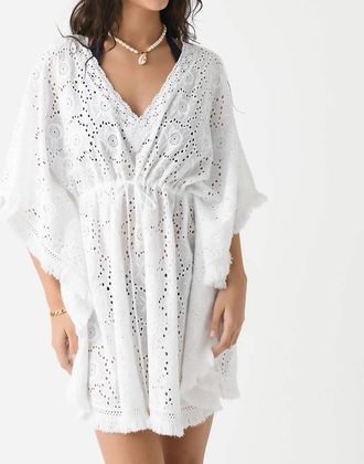 Melissa Odabash Ivy Short Sleeve Kaftan In White