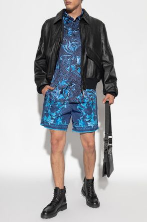 Versace Jeans Couture Shirt With barocco Print, Mens, Blue