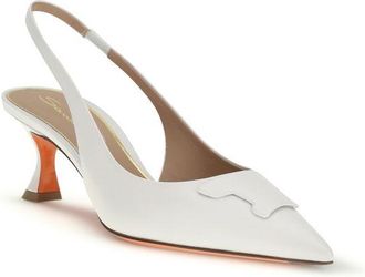 Santoni Womens Taylor Slingback Heel White Calf Leather Bos