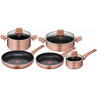 Lagostina Lagostina Set di Pentole e Padelle Antiaderenti in Alluminio per Gas e Forno 8 Pezzi, Esterno Effetto Rame, Indicatore Cottura Thermo-Signal, con 2