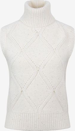 Fabiana Filippi &Auml;rmelloser Zopfstrick-Rollkragenpullover aus Platinum-Faden