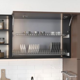 Emuca Escurreplatos Suprastar Para M&oacute;dulos Altos En Color Gris Con Acero Pintado De Aluminio 77x9x27 Cm Para Cajones De 80 Cm