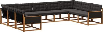 vidaXL Conjunto De Sof&aacute;s De Exterior 9 Uds. Natural Y Negro Vidaxl
