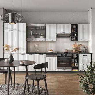 Vicco Mueble De Cocina Fame-line, Casa De Campo Blanca/antracita, 355 Cm, Et Roble