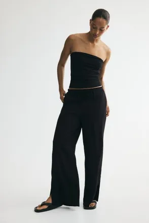 H&M Viscose-blend Drawstring Pants in Black at Nordstrom, Size 10