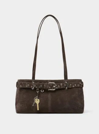Osoi Womens Brocle brown suede shoulder bag
