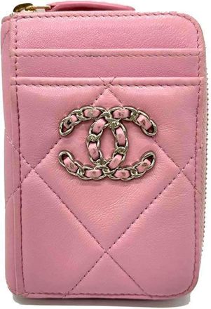 Chanel Pink Leather Coin Purse/Coin Case (Pre-Owned)