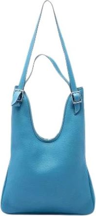 Herm&egrave;s Pre-owned Massai PM - Dames - Vintage Schoudertas - Blauw - ONE Size - Leer - Vintage