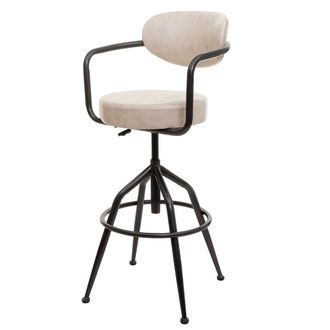 Hhg Nunca Usado] Taburete De Bar Hhg 463f, Taburete De Bar Taburete De Mostrador Taburete Giratorio, Regulable En Altura Aspecto Ante Industrial, Beige Vi