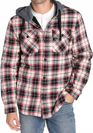 Jachs NY Flannel Hooded Shirt Jacket In Black