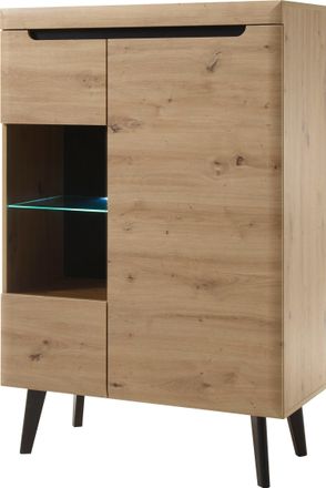 Inosign Vitrine »Torge, Hochschrank, Glasvitrine, Standvitrine, Vitrinenschrank« 1 Stk. tlg. in drei verschiedenen Farben verfügbar, Glastür & -boden, 90 cm b