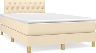 vidaXL Cama Box Spring Con Colch&oacute;n Tela Color Crema 120x190 Cm Vidaxl