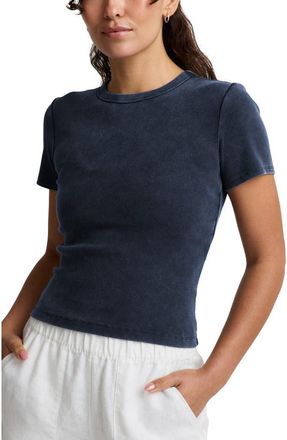 Beyond Yoga On Repeat Rib Baby T-Shirt in Washed Nocturnal Navy at Nordstrom, Size X-Large