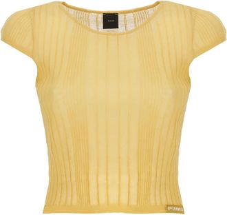 Pinko Gele Katoenen Top met Logopatch - Dames - Blouses - Geel - M - Katoen - Overhemden