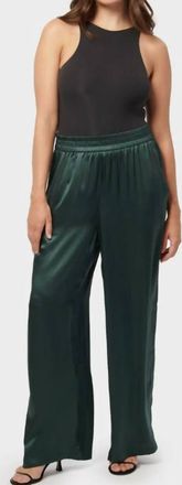 La Made Silky Wide Leg Long Pant In Pine Green
