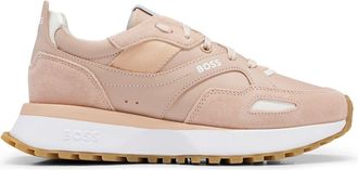 HUGO BOSS Womens Jonah Runn Lace Up Low Top Sneakers in Light Beige - Size UK 3
