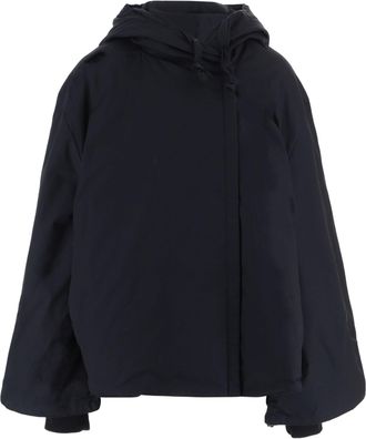 By Malene Birger Black Boxy Integrated Hood Recycled Cotton Jacket